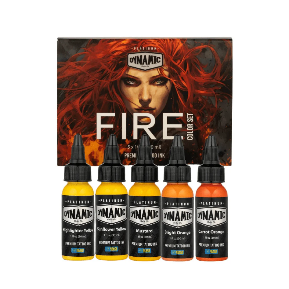 Dynamic Platinum Tattoo Ink Fire Colour Set (1oz)
